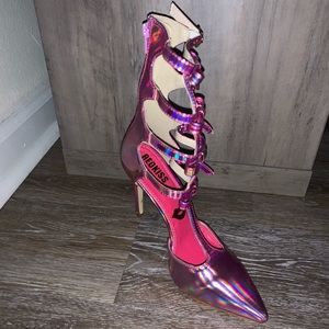 Red Kiss Pink Chrome 2inch Heel with Bows, sexy!